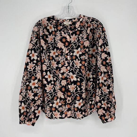 a.n.a A new Approach Long Button Up Floral Top Size Large - Picture 2 of 8